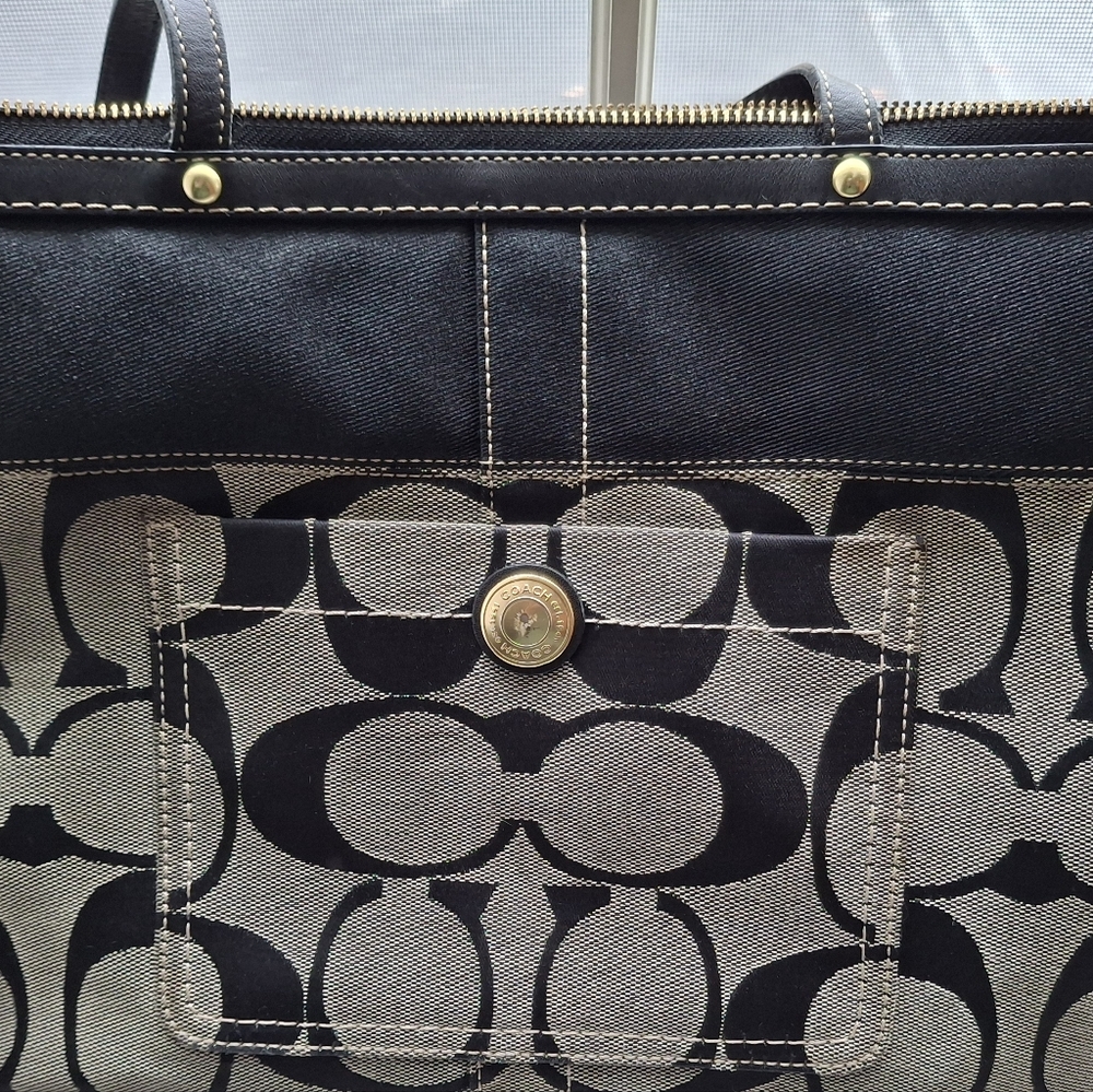 Coach Black and Gray Signature Tote